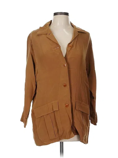 Pre-owned Jones New York Silk Blazer Jacket In Brown