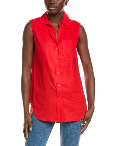 Jones New York Sleeve Knot Linen-blend Shirt In Red