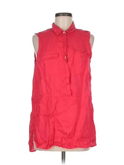 Pre-owned Jones New York Sleeveless Button Down Shirt In Red