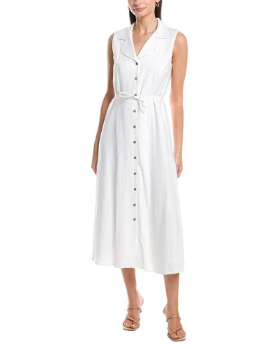 Jones New York Sleeveless Linen-blend Maxi Shirtdress In White