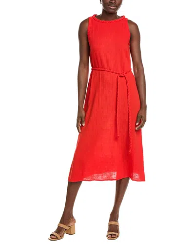 Jones New York Womens Sleeveless Round Neck Cotton Midi Dress In Red
