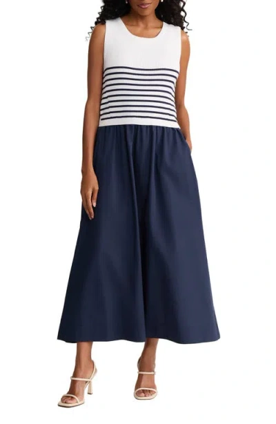 Jones New York Sleeveless Mixed Media Maxi Dress In Multi