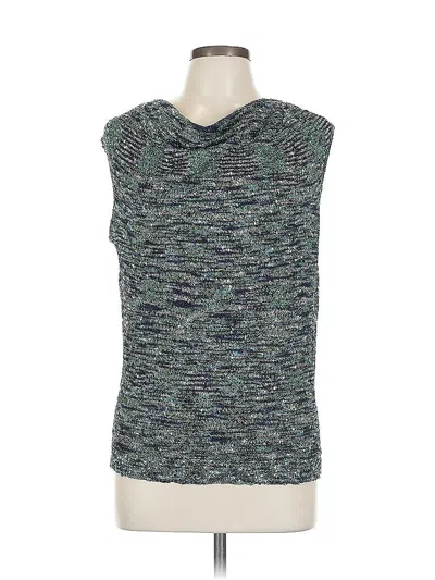 Pre-owned Jones New York Sleeveless Top Teal Cowl Neck Tops In Blue