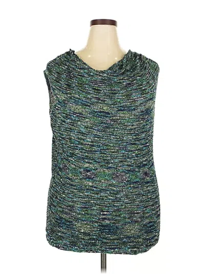Pre-owned Jones New York Sleeveless Top Teal Cowl Neck Tops In Blue