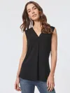 Jones New York Sleeveless V-neck Pleat Front Blouse In Multi
