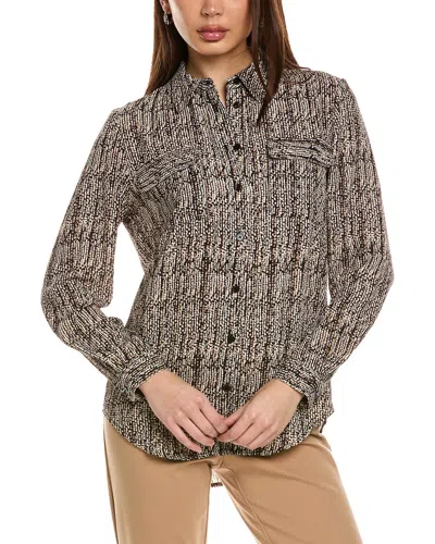 Jones New York Slim Fit Utility Blouse In Brown