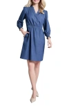 Jones New York Smock Shoulder Stretch Cotton Dress In Dark Wash