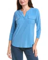 Jones New York Patch Pocket Crepe Popover Top In Brown