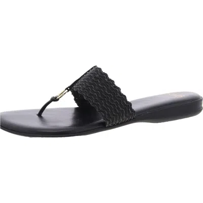 Jones New York Sonal Womens Faux Leather Cushioned Footbed Flip-flops In Black