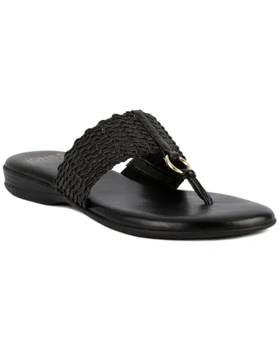 Jones New York Sonal Woven Womens O-ring Faux Leather Flip-flops In Black