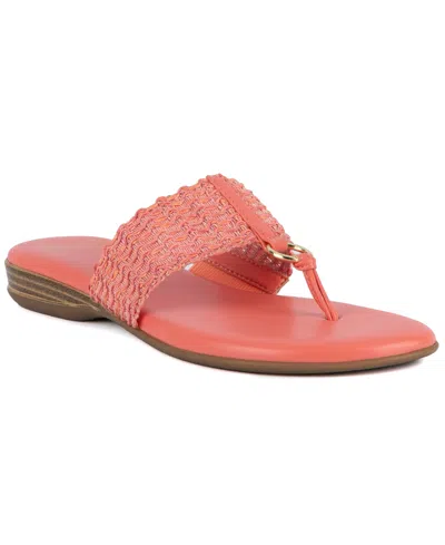 Jones New York Sonal Womens Faux Leather Cushioned Footbed Flip-flops In Coral