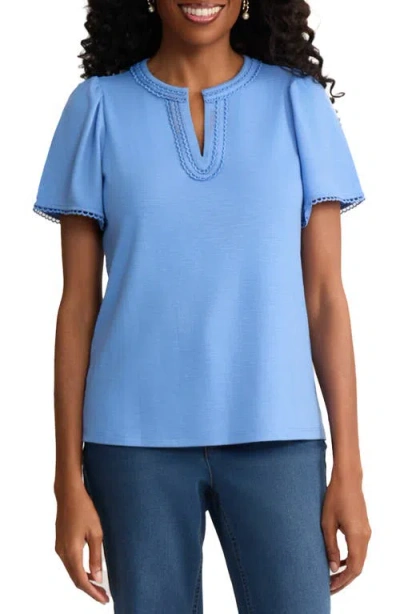 Jones New York Split Neck Top In Blue