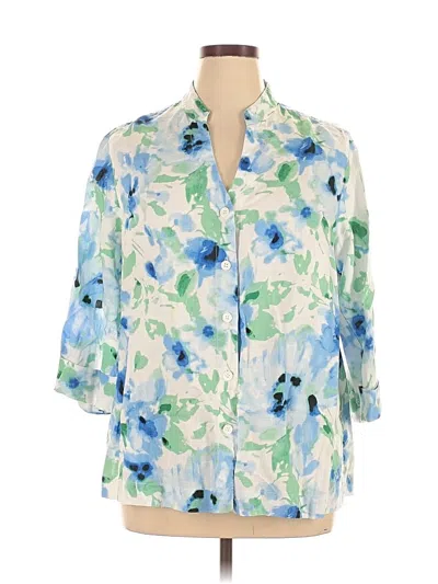 Pre-owned Jones New York Sport 3/4 Sleeve Blouse In Blue