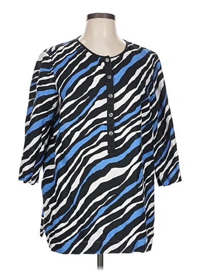 Pre-owned Jones New York Sport 3/4 Sleeve Blouse In Blue