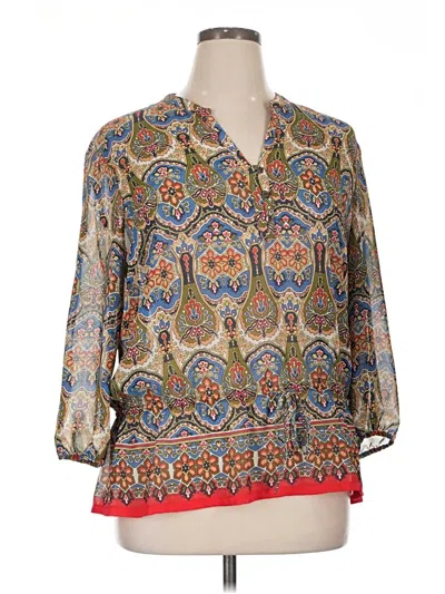 Pre-owned Jones New York Sport 3/4 Sleeve Blouse In Gray
