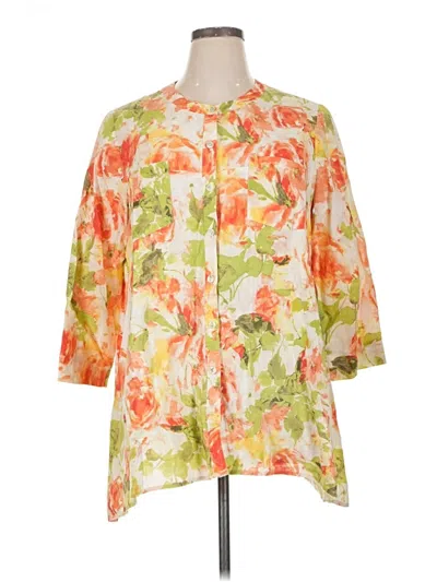 Pre-owned Jones New York Sport 3/4 Sleeve Blouse In Orange