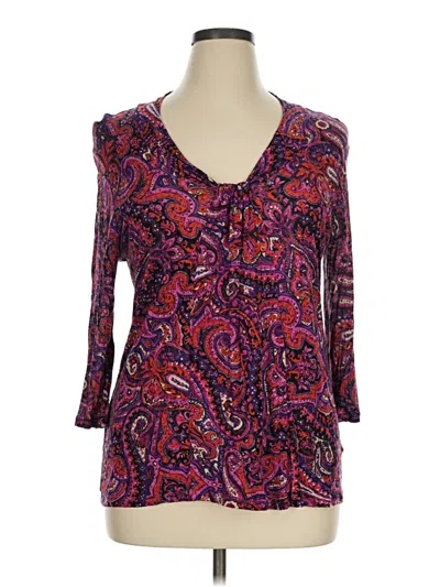 Pre-owned Jones New York Sport 3/4 Sleeve Blouse In Purple