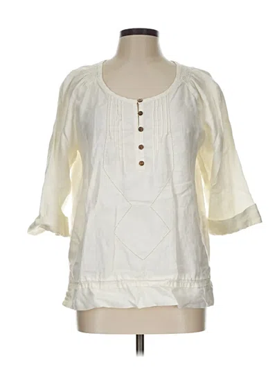 Pre-owned Jones New York Sport 3/4 Sleeve Blouse In White