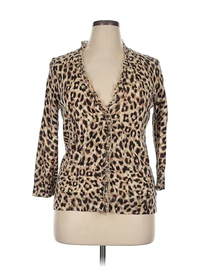 Pre-owned Jones New York Sport Cardigan Sweater In Brown