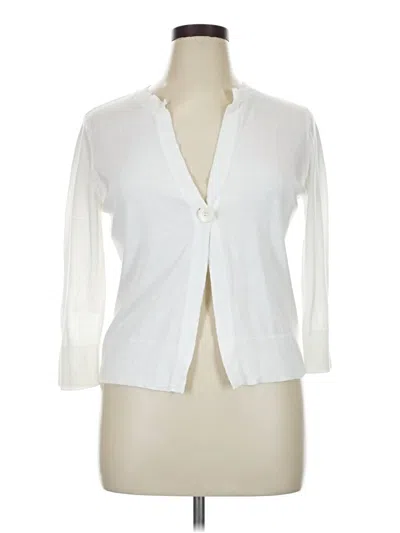 Pre-owned Jones New York Sport Cardigan Sweater In White