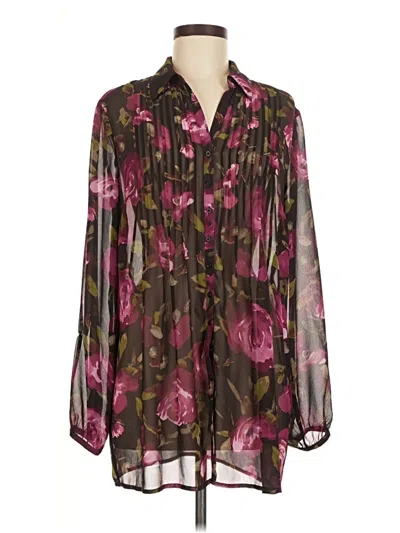 Pre-owned Jones New York Sport Long Sleeve Blouse In Brown