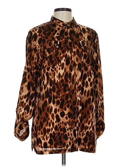 Pre-owned Jones New York Sport Long Sleeve Blouse In Brown