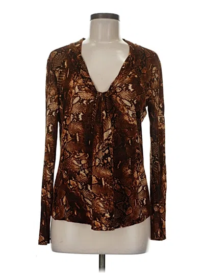 Pre-owned Jones New York Sport Long Sleeve Blouse In Brown