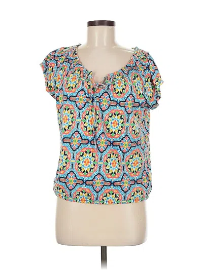 Pre-owned Jones New York Sport Short Sleeve Blouse In Blue