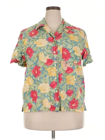 Pre-owned Jones New York Sport Short Sleeve Blouse In Green