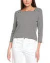 Jones New York Square Neck Top In Gray