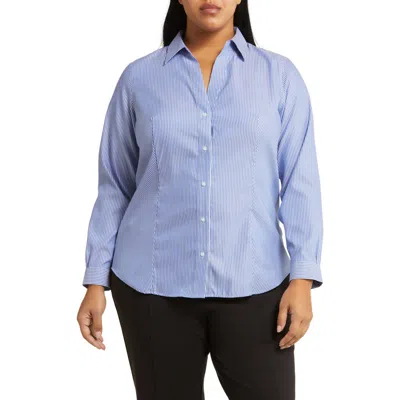 Jones New York Stripe Easy Care Shirt In Blue/white