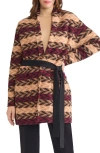 Jones New York Stripe Jacquard Belted Cardigan In Multi
