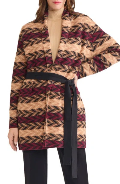 Jones New York Stripe Jacquard Belted Cardigan In Multi