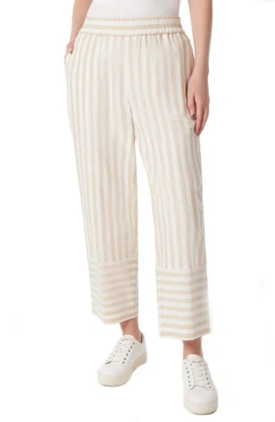 Jones New York Stripe Linen Blend Wide Leg Crop Trousers In Natural