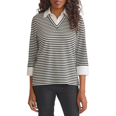 JONES NEW YORK JONES NEW YORK STRIPE MIXED MEDIA TOP