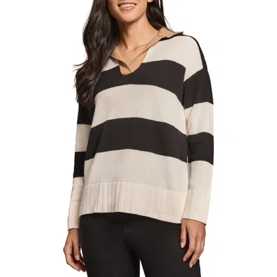 Jones New York Stripe Polo Sweater In Jones Black,jones White