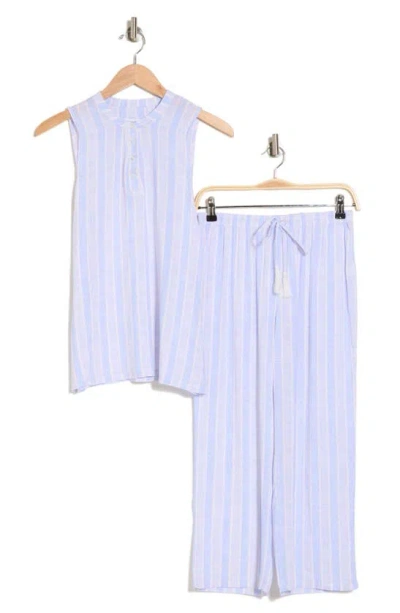 Jones New York Stripe Sleeveless Crop Pajamas In Blue Stripe