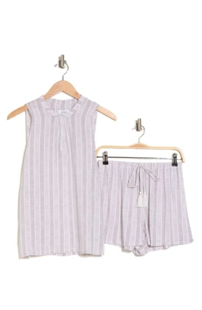 Jones New York Stripe Sleeveless Short Pajamas In Grey Stripe