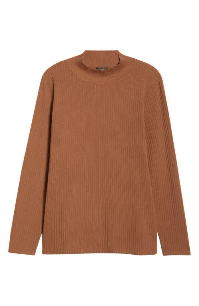 Jones New York Sutton Mock Neck Long Sleeve Cotton Blend Sweater In Brown