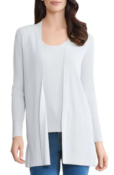 Jones New York Sutton Open Front Rib Knit Cardigan In White