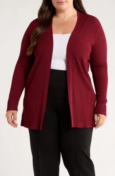 Jones New York Sutton Rib Cardigan In Burgundy