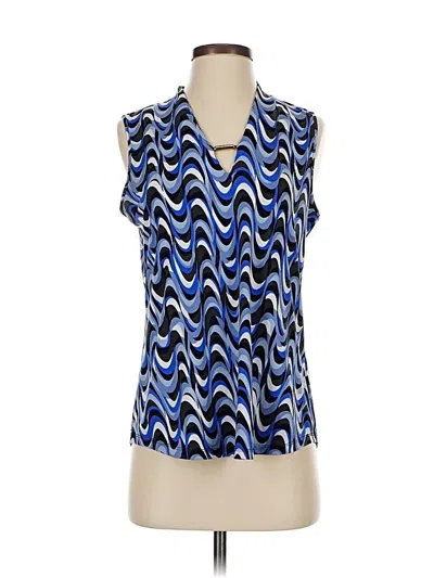 Pre-owned Jones New York Tank Top Blue Plunge Neckline Tops