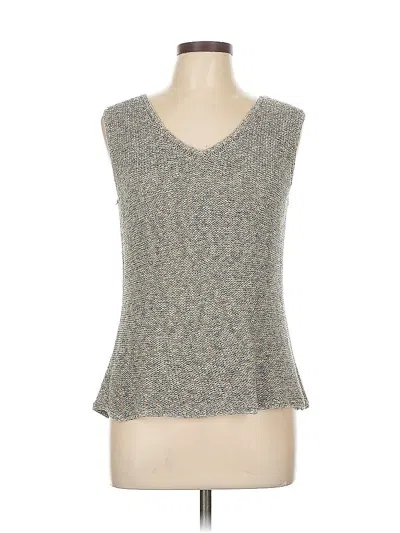 Pre-owned Jones New York Tank Top Gray Tweed Pattern Plunge Neckline Tops