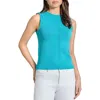 Jones New York Tape Yarn Roll Neck Sleeveless Sweater In Aqua Wave
