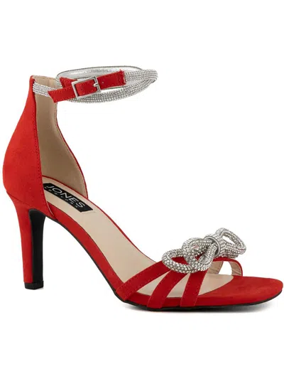 Jones New York Tarrie Womens Faux Suede Open Toe Pumps In Red Micro