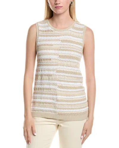 Jones New York Textured Stitch Sweater Tank In Natural Stone,nyc White