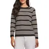 Jones New York Textured Stripe Crewneck Sweater In Jones Black/jones White