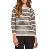 Jones New York Textured Stripe Crewneck Sweater In Jones White,jones Black