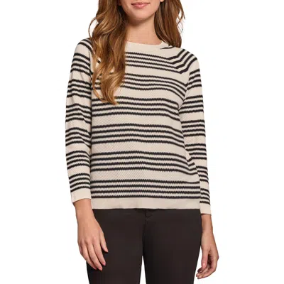 Jones New York Textured Stripe Crewneck Sweater In Jones White,jones Black
