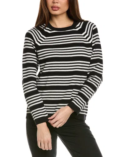 Jones New York Textured Stripe Crewneck Sweater In Black